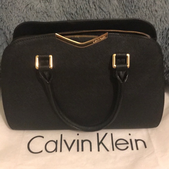 calvin klein on my corner saffiano satchel